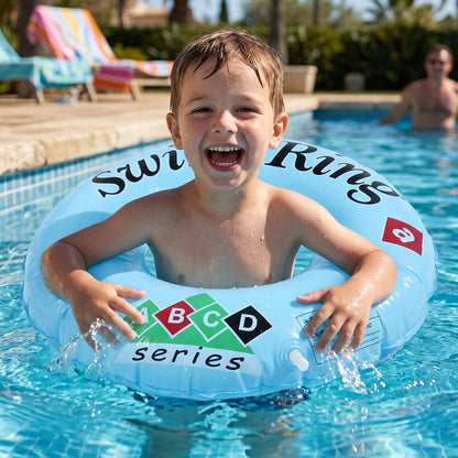 Classic Inflatable Swim Ring For Kids Pool Tube Float Abcd Design   1 Pc