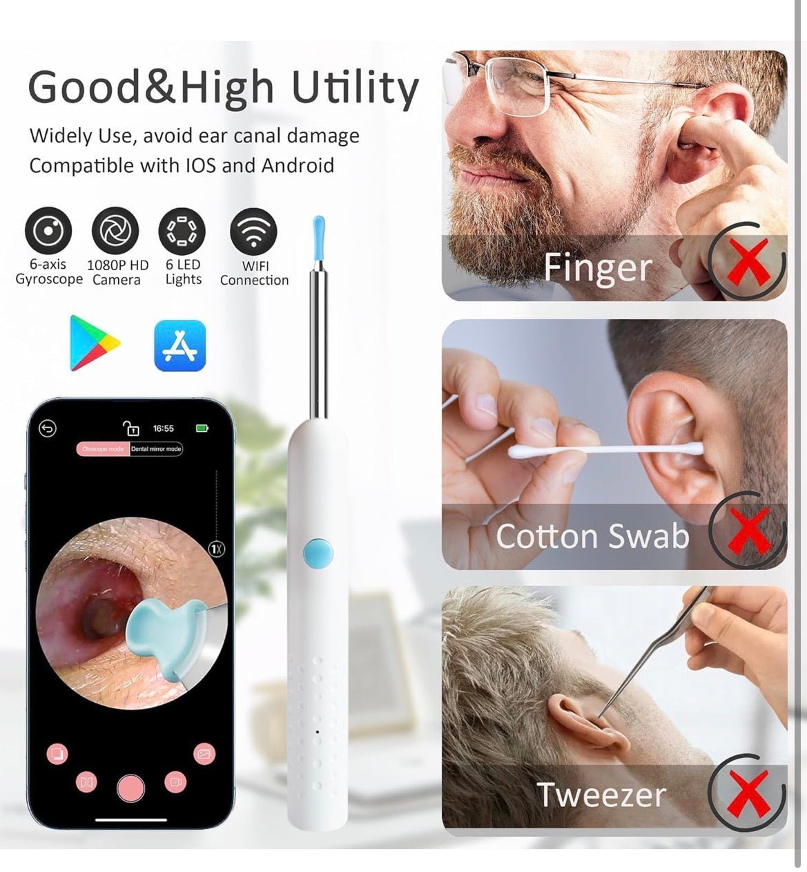 Smart Visual Ear Cleaner with Camera – Wireless Ear Wax Removal Tool Kit