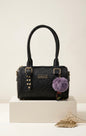 Elegant Textured Leather Handbag with Pom-Pom Charm – Premium Shoulder Bag for Women