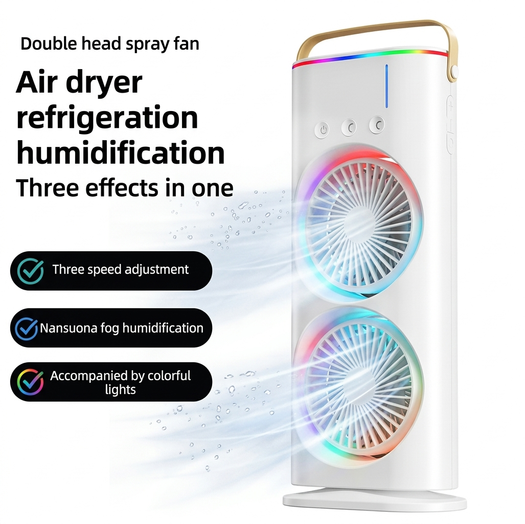 Portable Rechargeable Mini Air Cooler (Dual Fan + Mist)