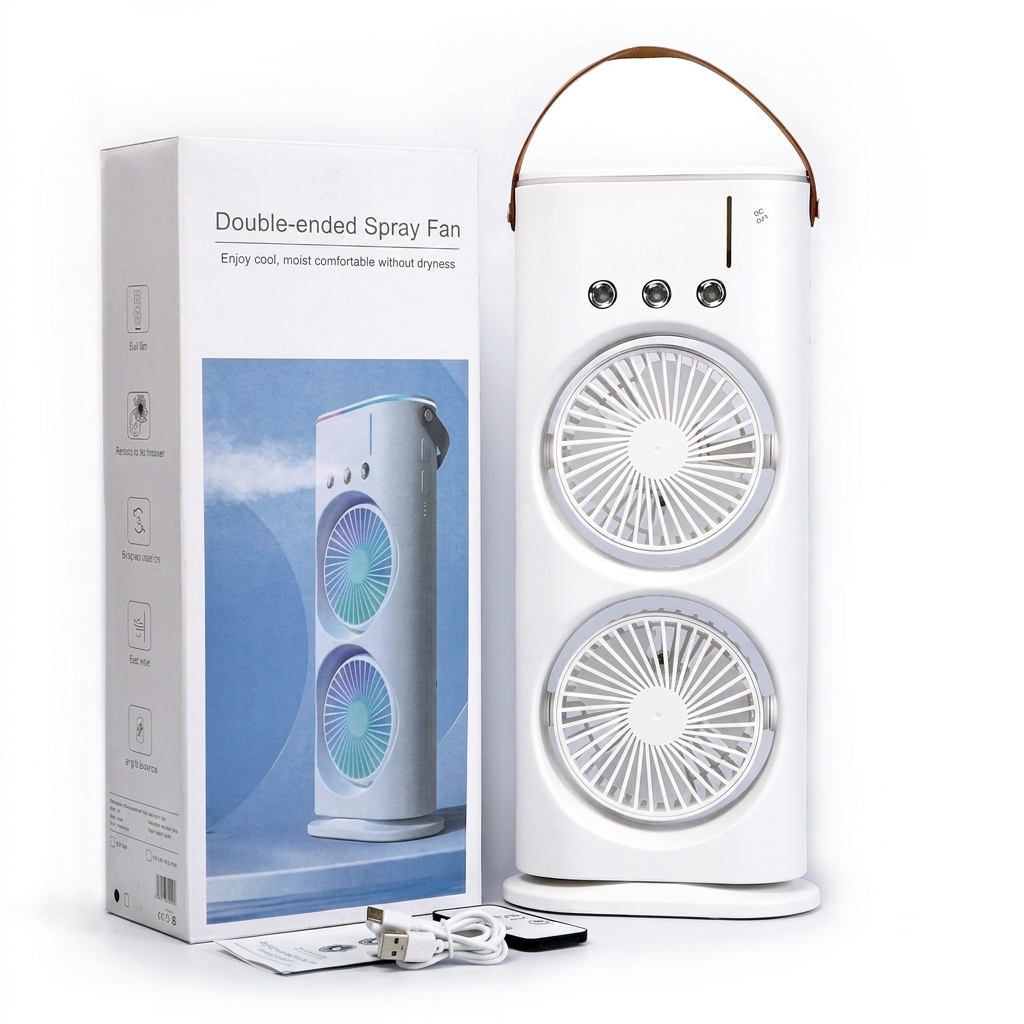Portable Rechargeable Mini Air Cooler (Dual Fan + Mist)