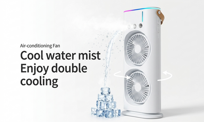Portable Rechargeable Mini Air Cooler (Dual Fan + Mist)