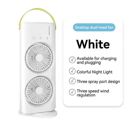 Portable Rechargeable Mini Air Cooler (Dual Fan + Mist)